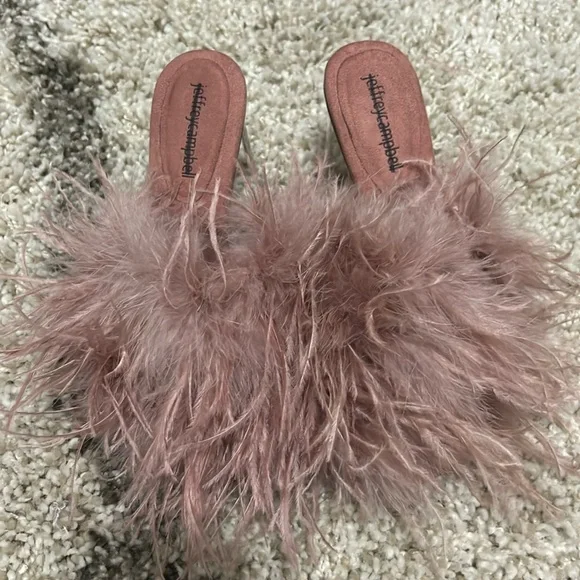 Elegant Pink Feathered Women's Mules - Picture 3 of 6